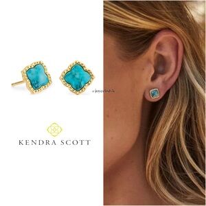 🎈SOLD!🎈Kendra Scott Mallory Gold Earrings Variegated Turquoise Magnesite NWT